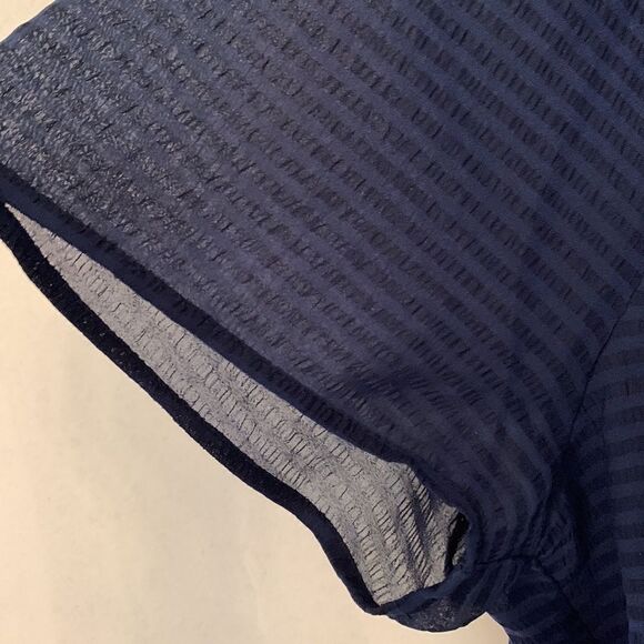 a.n.a blue sheer short sleeve blouse Tie back Size L - Picture 3 of 6